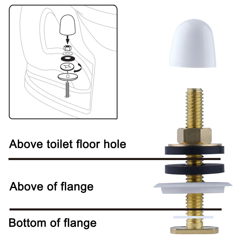 iFealClear Extra Thick Toilet Wax Ring Kit, Wax Ring with Brass Bolts, PE Flange and Retainer Washers, Ring Seal for Floor Outlet Toilet Bowls, Fits 3 Inch and 4 Inch Waste Lines - Image 5
